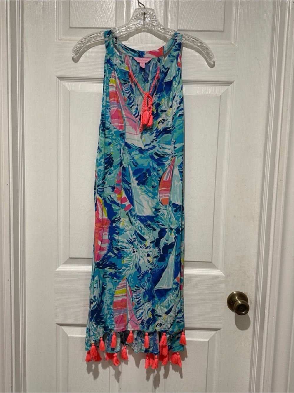 Lilly Pulitzer Blue Multi Sailboat Tassel Maxi Skirt